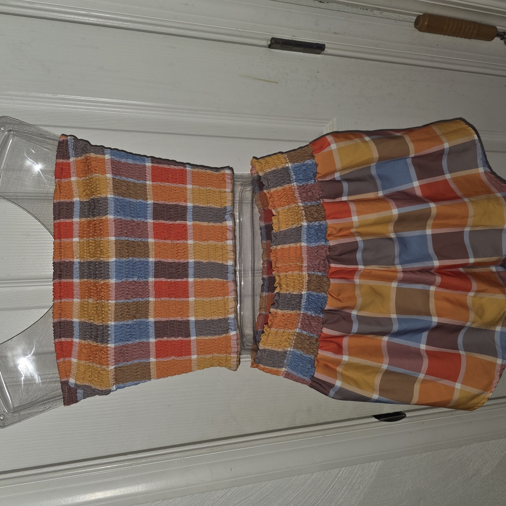 Colorful Plaid Tube Short Set